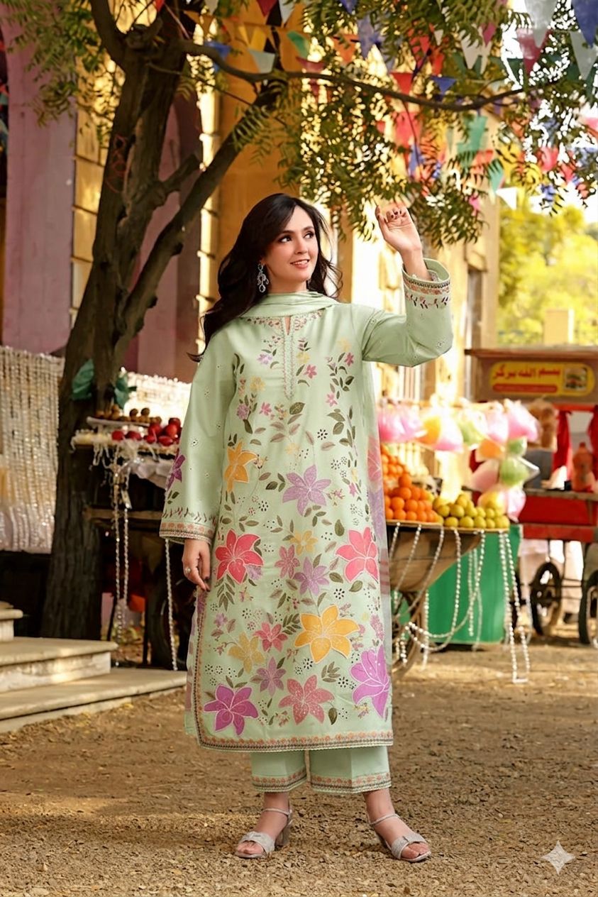 Fancy 3Pc Summer lawn by Aleena's