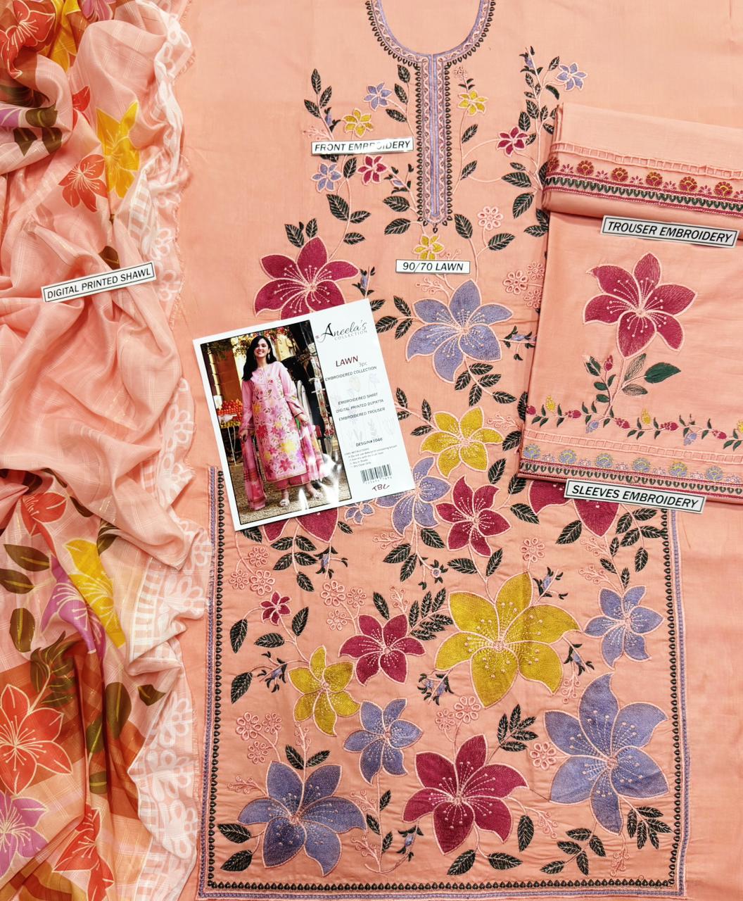 Fancy 3Pc Summer lawn by Aleena's