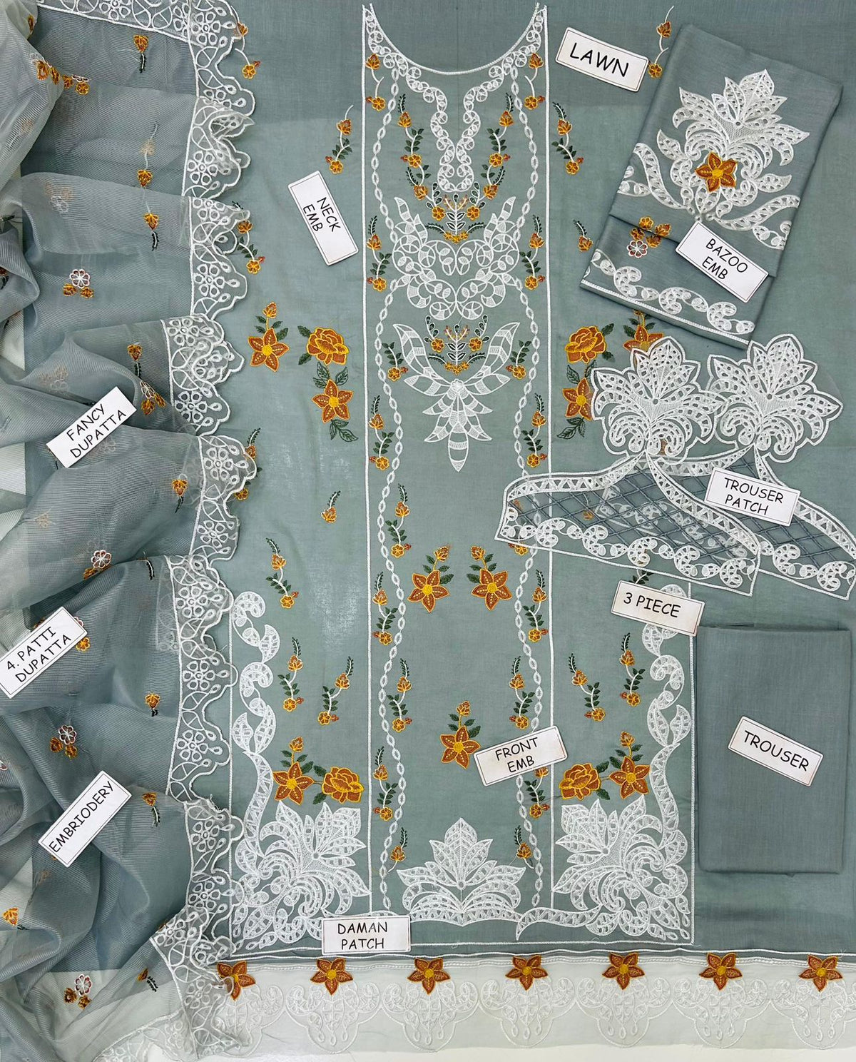 Aneela's fancy 3p Lawn Suit 2026